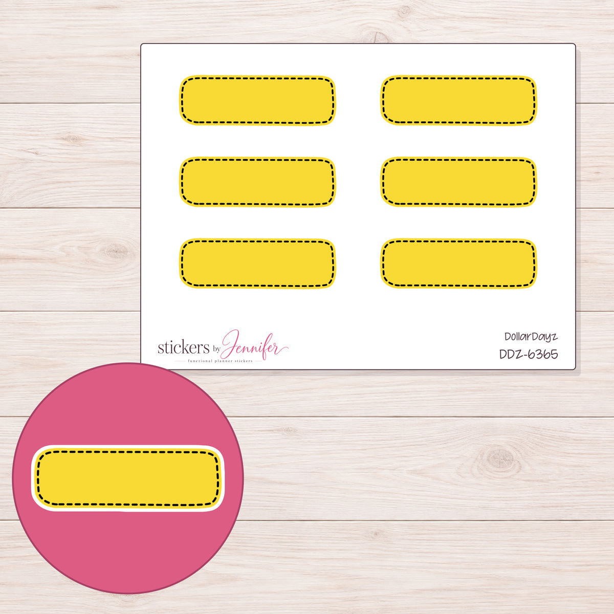 DDZ-6365 planner sticker sheet with enlarged sticker detail