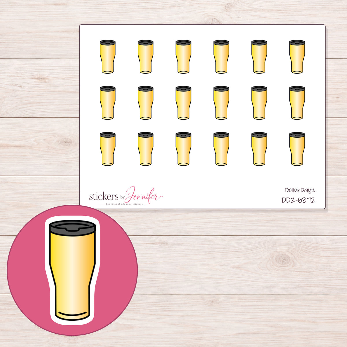 DDZ-6372 planner sticker sheet with enlarged sticker detail