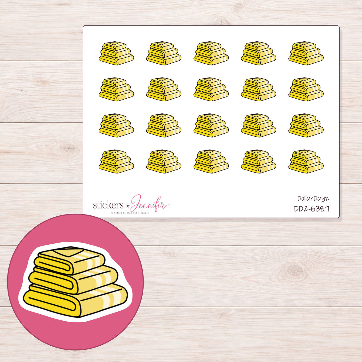 DDZ-6387 planner sticker sheet with enlarged sticker detail