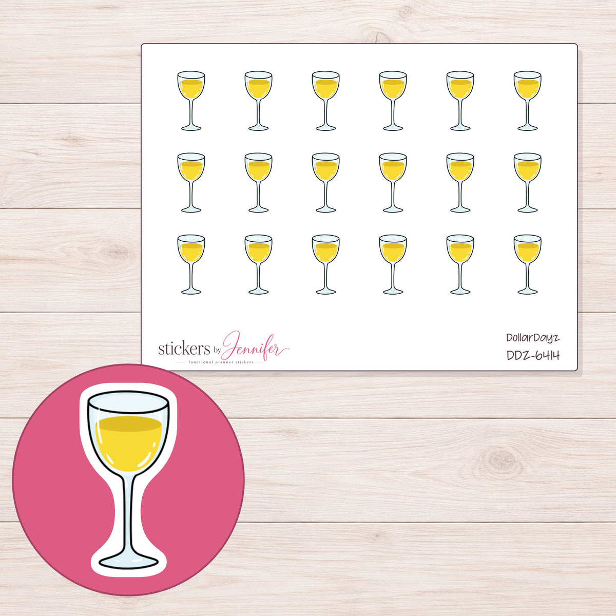DDZ-6414 planner sticker sheet with enlarged sticker detail