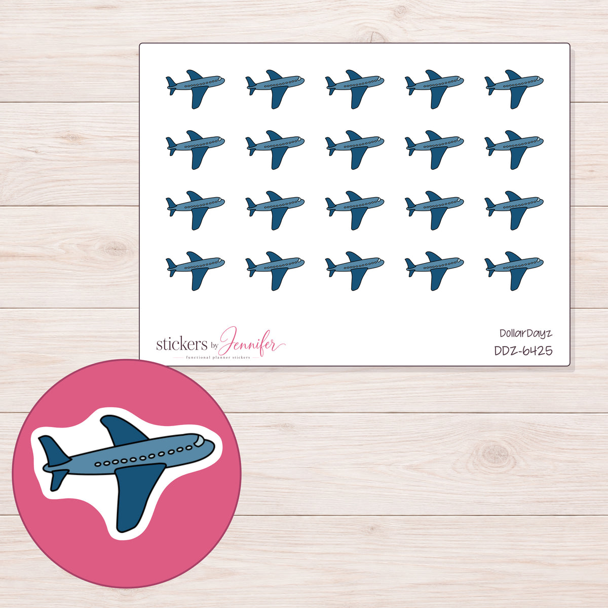 DDZ-6425 planner sticker sheet with enlarged sticker detail