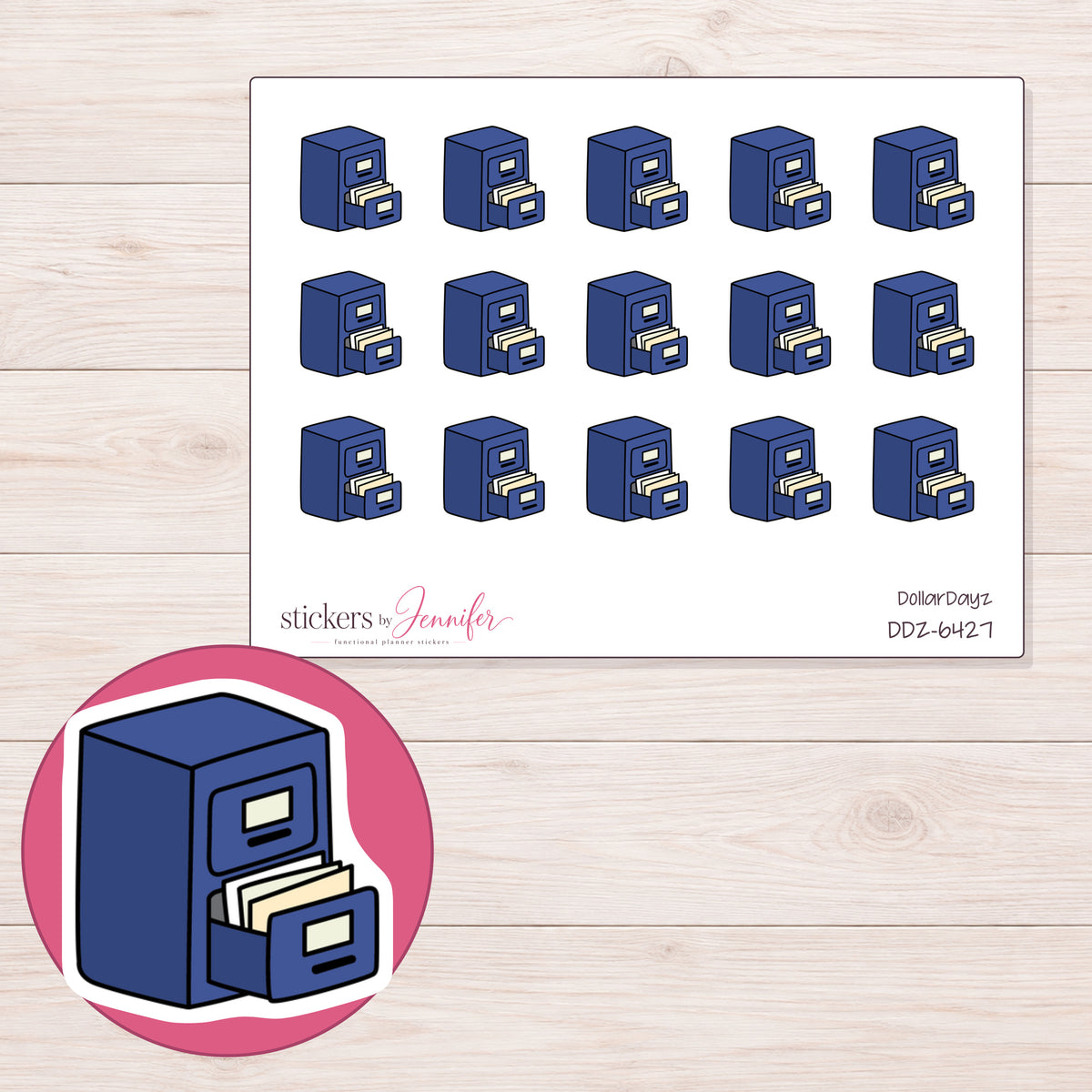 DDZ-6427 planner sticker sheet with enlarged sticker detail