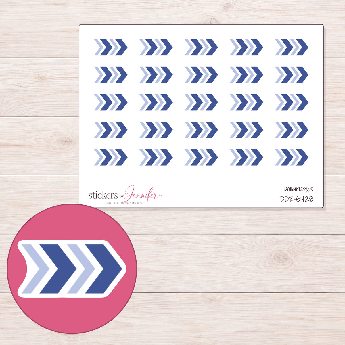 DDZ-6428 planner sticker sheet with enlarged sticker detail