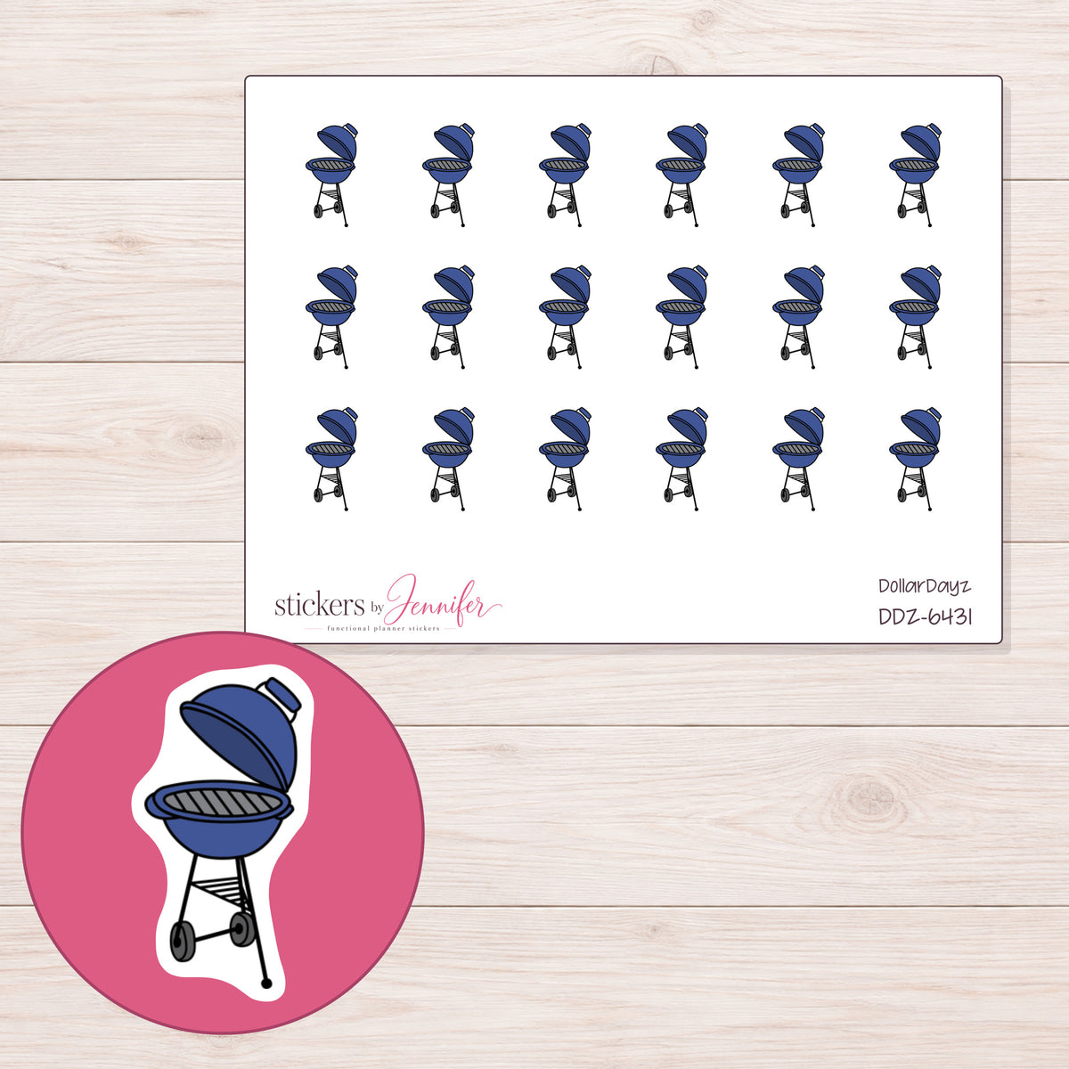 DDZ-6431 planner sticker sheet with enlarged sticker detail