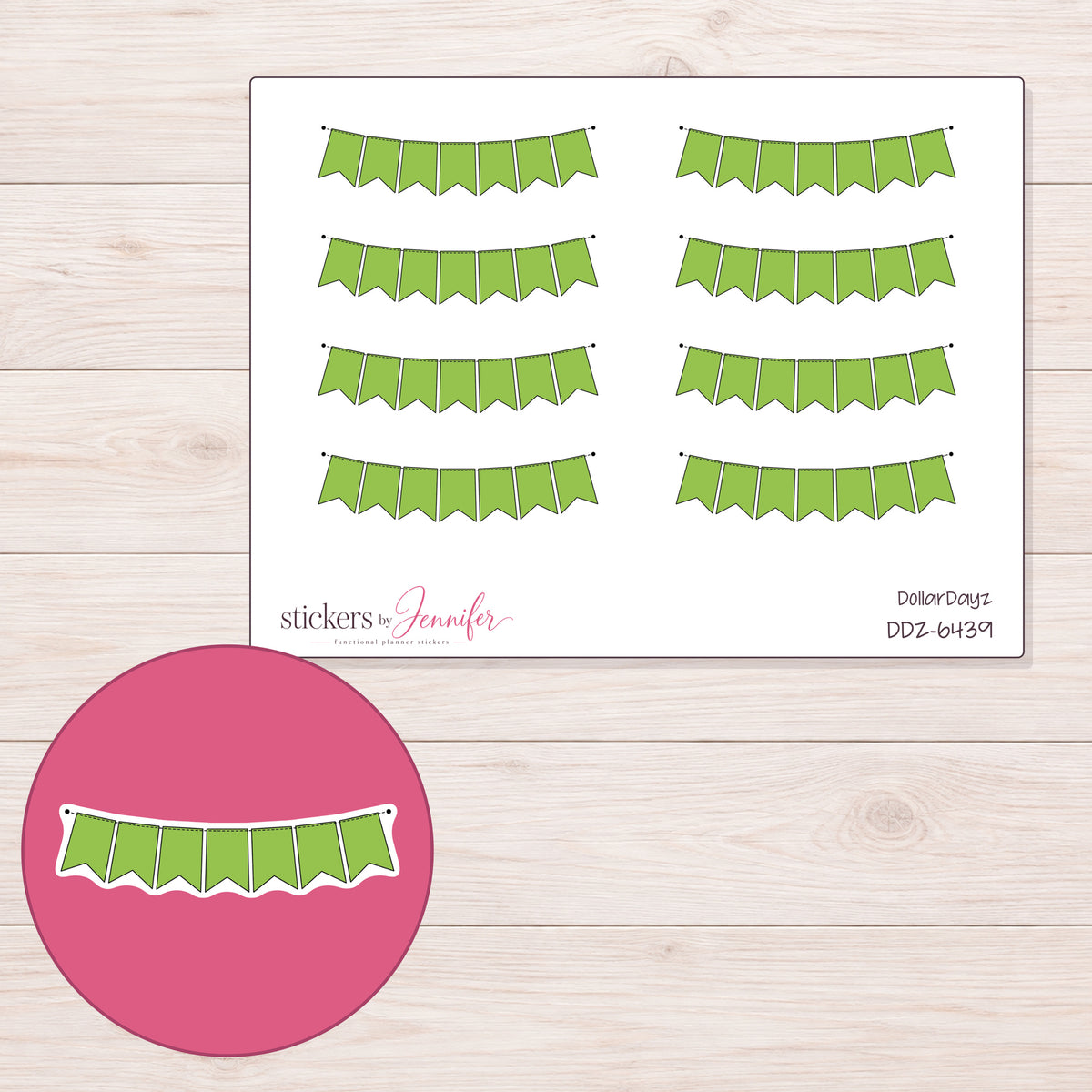 DDZ-6439 planner sticker sheet with enlarged sticker detail