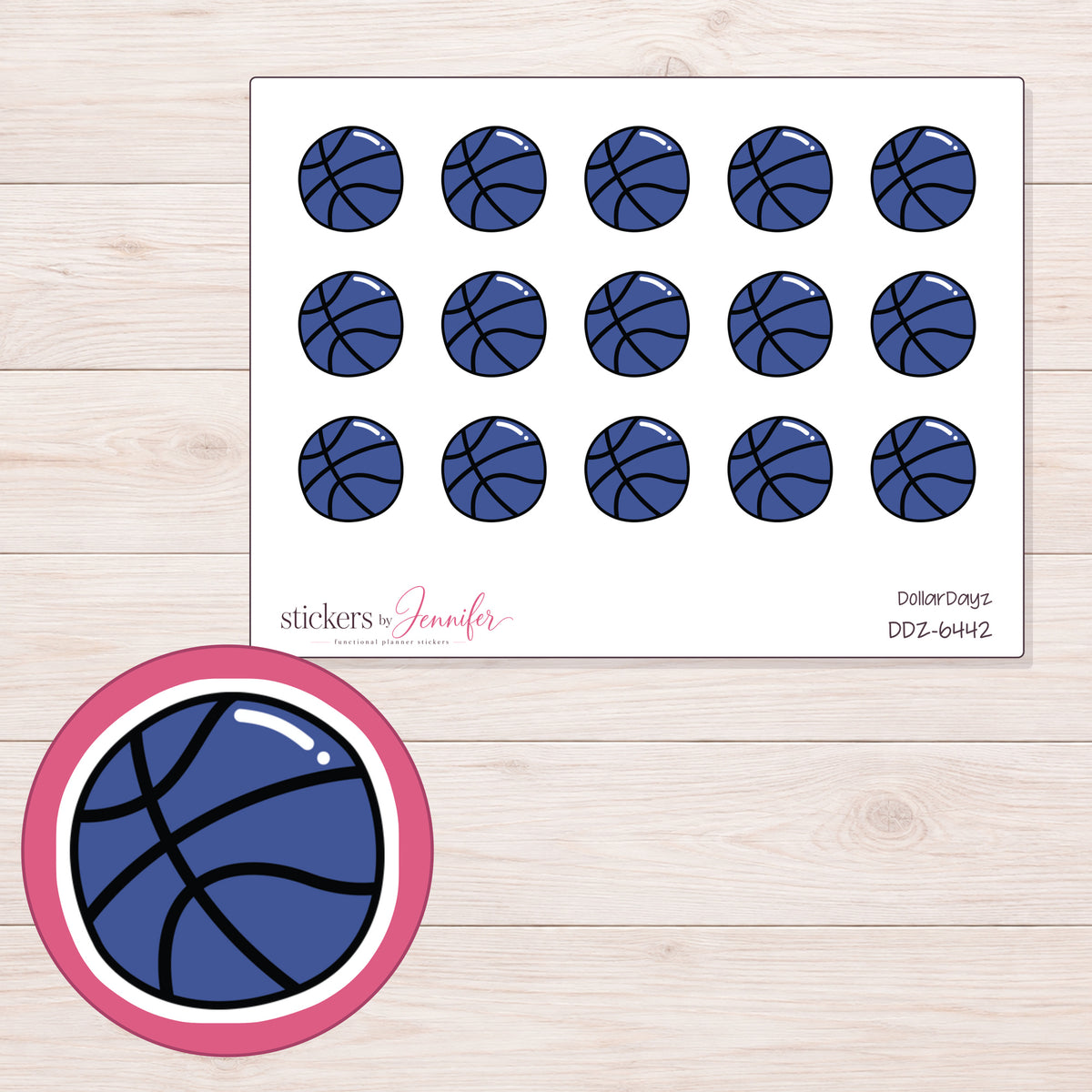 DDZ-6442 planner sticker sheet with enlarged sticker detail