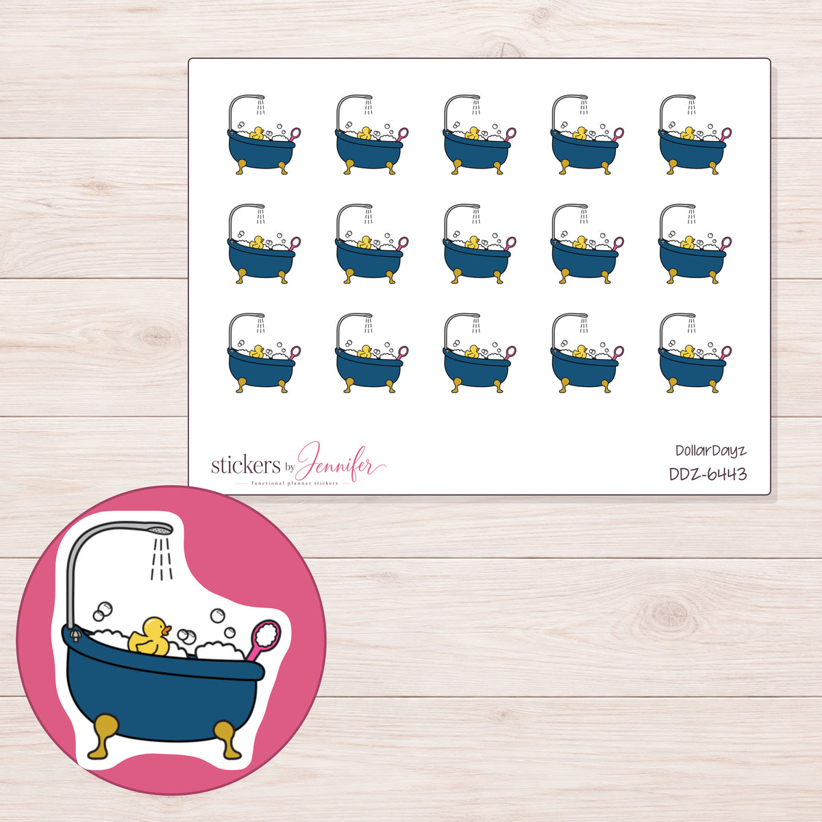 DDZ-6443 planner sticker sheet with enlarged sticker detail