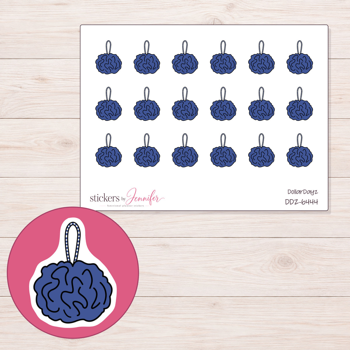 DDZ-6444 planner sticker sheet with enlarged sticker detail