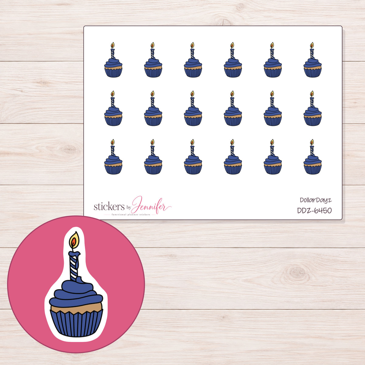 DDZ-6450 planner sticker sheet with enlarged sticker detail