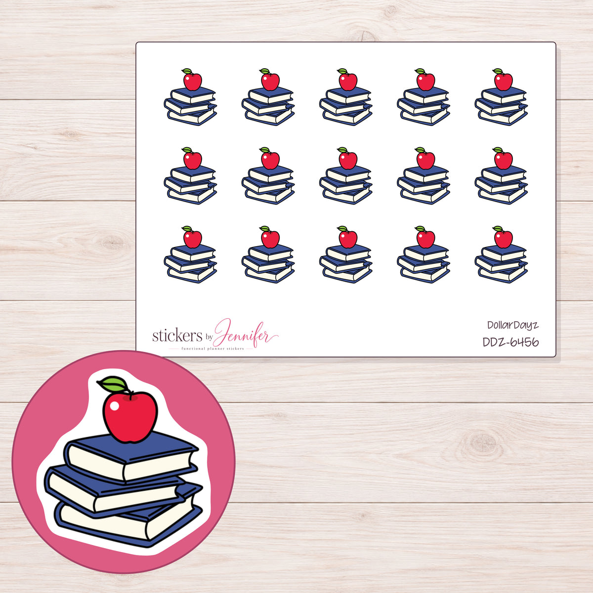 DDZ-6456 planner sticker sheet with enlarged sticker detail