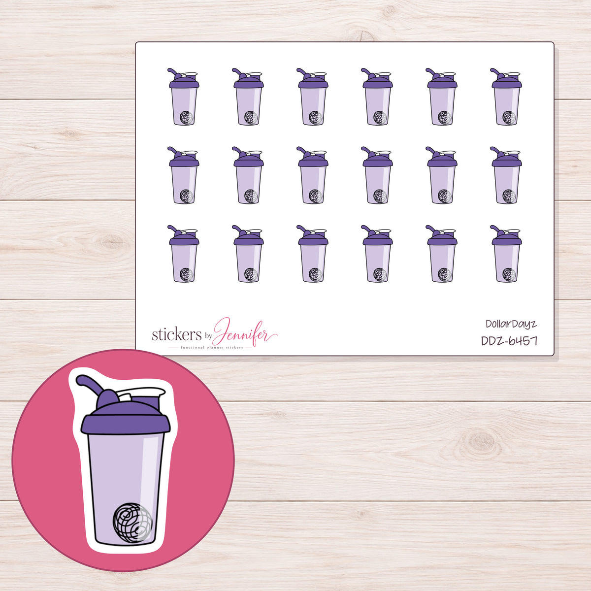 DDZ-6457 planner sticker sheet with enlarged sticker detail