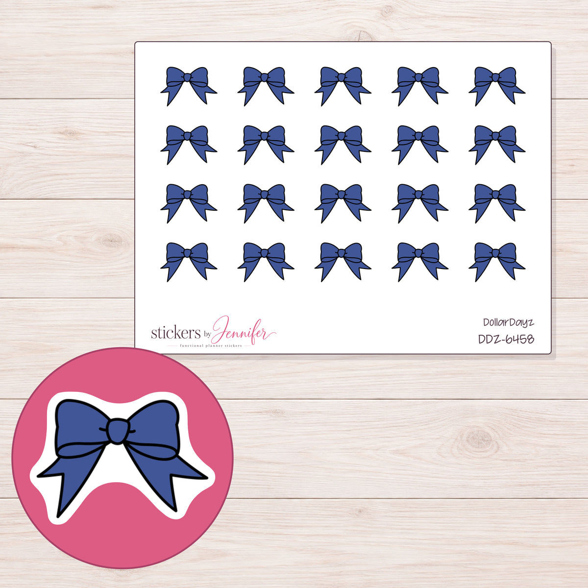 DDZ-6458 planner sticker sheet with enlarged sticker detail