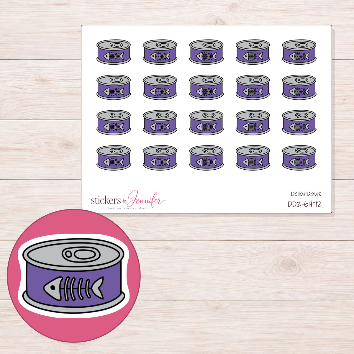 DDZ-6472 planner sticker sheet with enlarged sticker detail