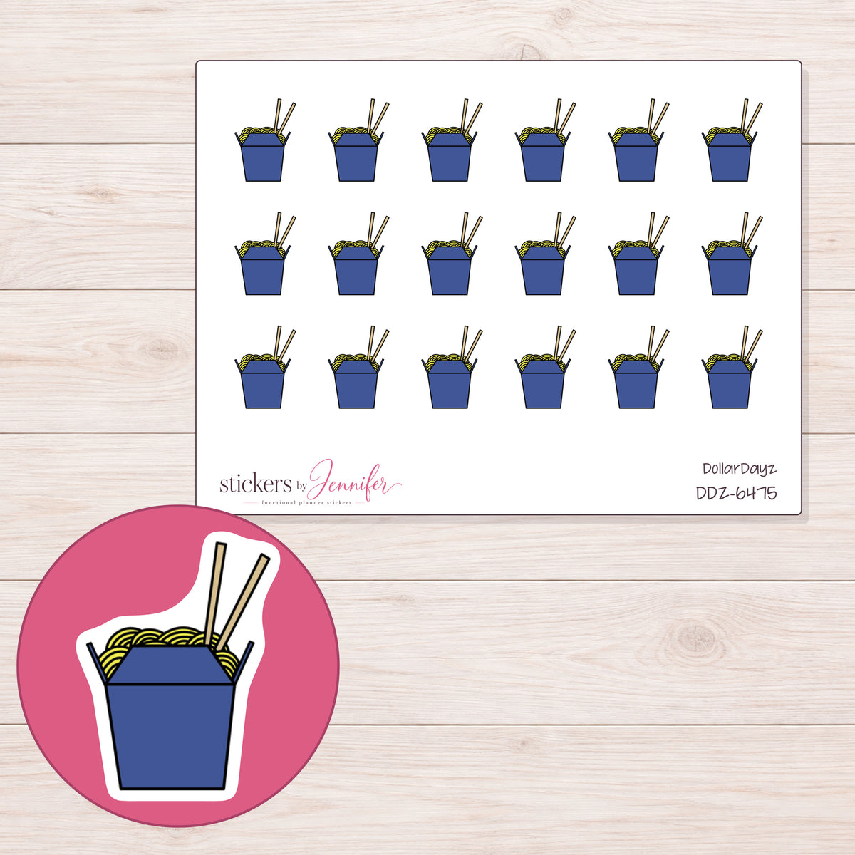 DDZ-6475 planner sticker sheet with enlarged sticker detail