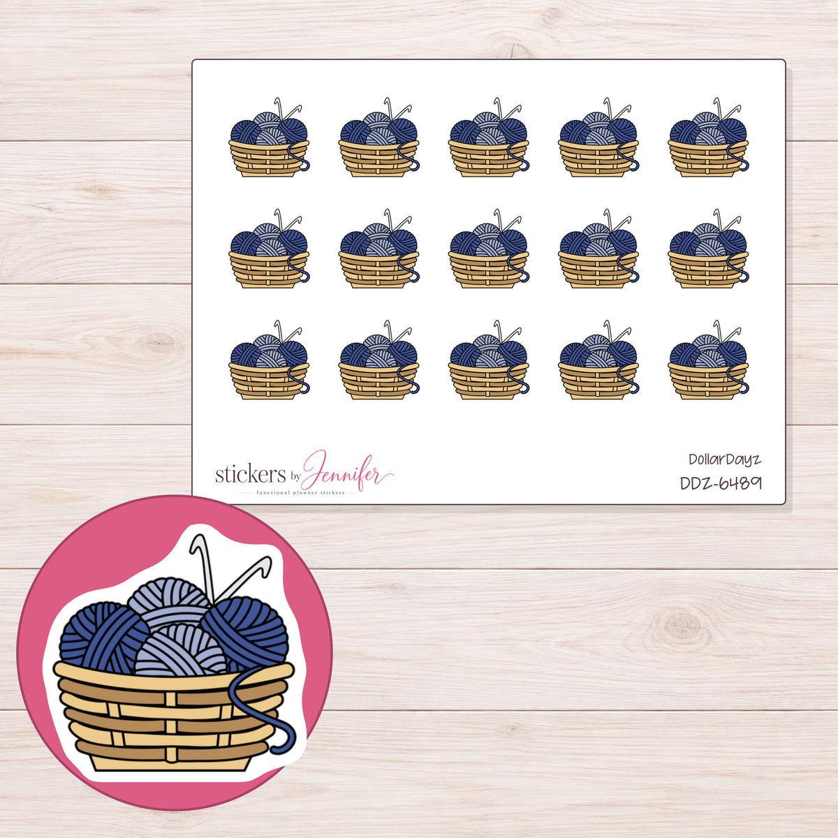 DDZ-6489 planner sticker sheet with enlarged sticker detail