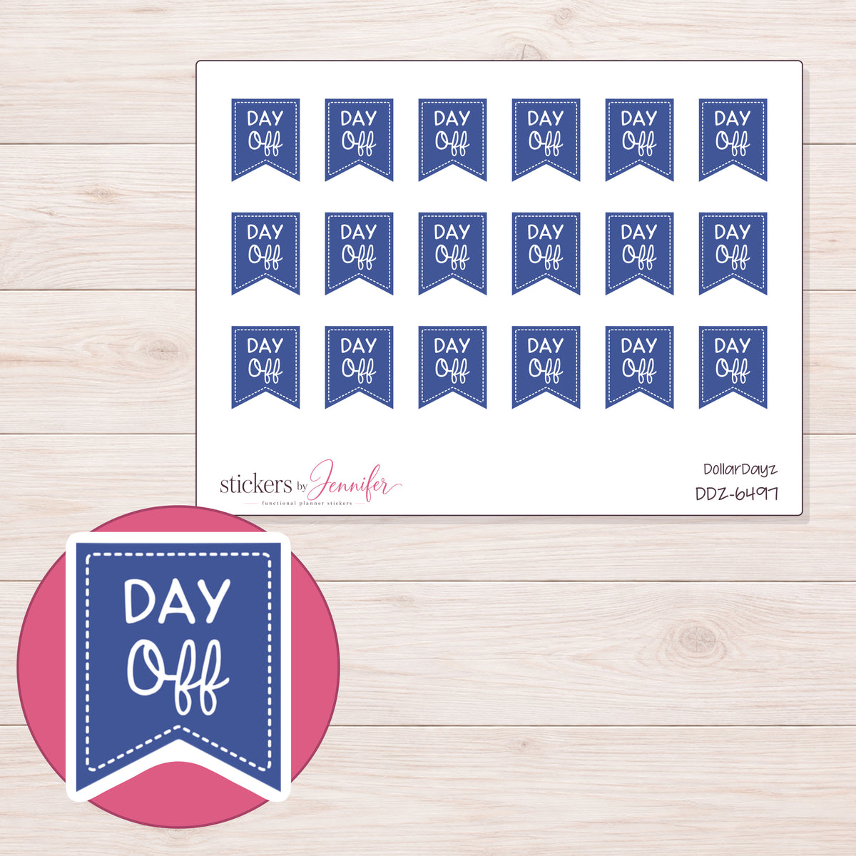 DDZ-6497 planner sticker sheet with enlarged sticker detail