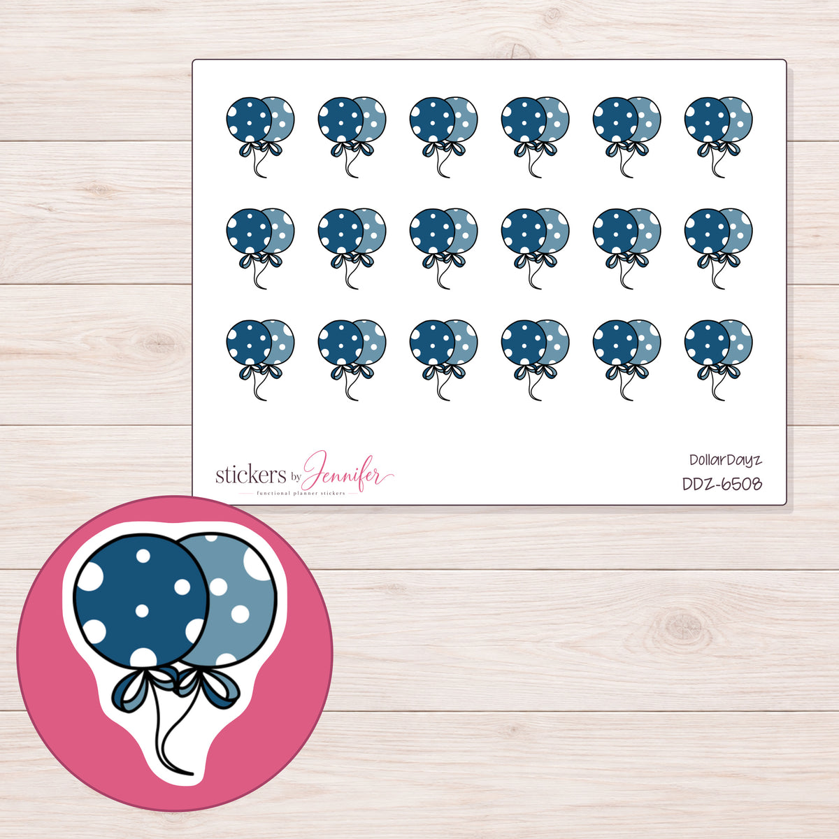 DDZ-6508 planner sticker sheet with enlarged sticker detail