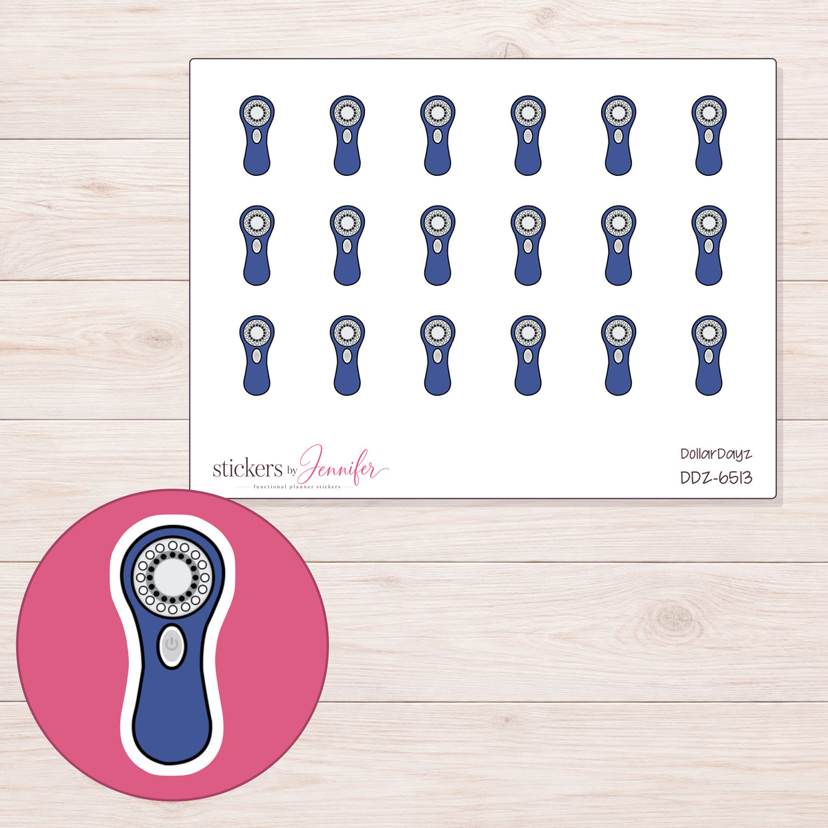 DDZ-6513 planner sticker sheet with enlarged sticker detail