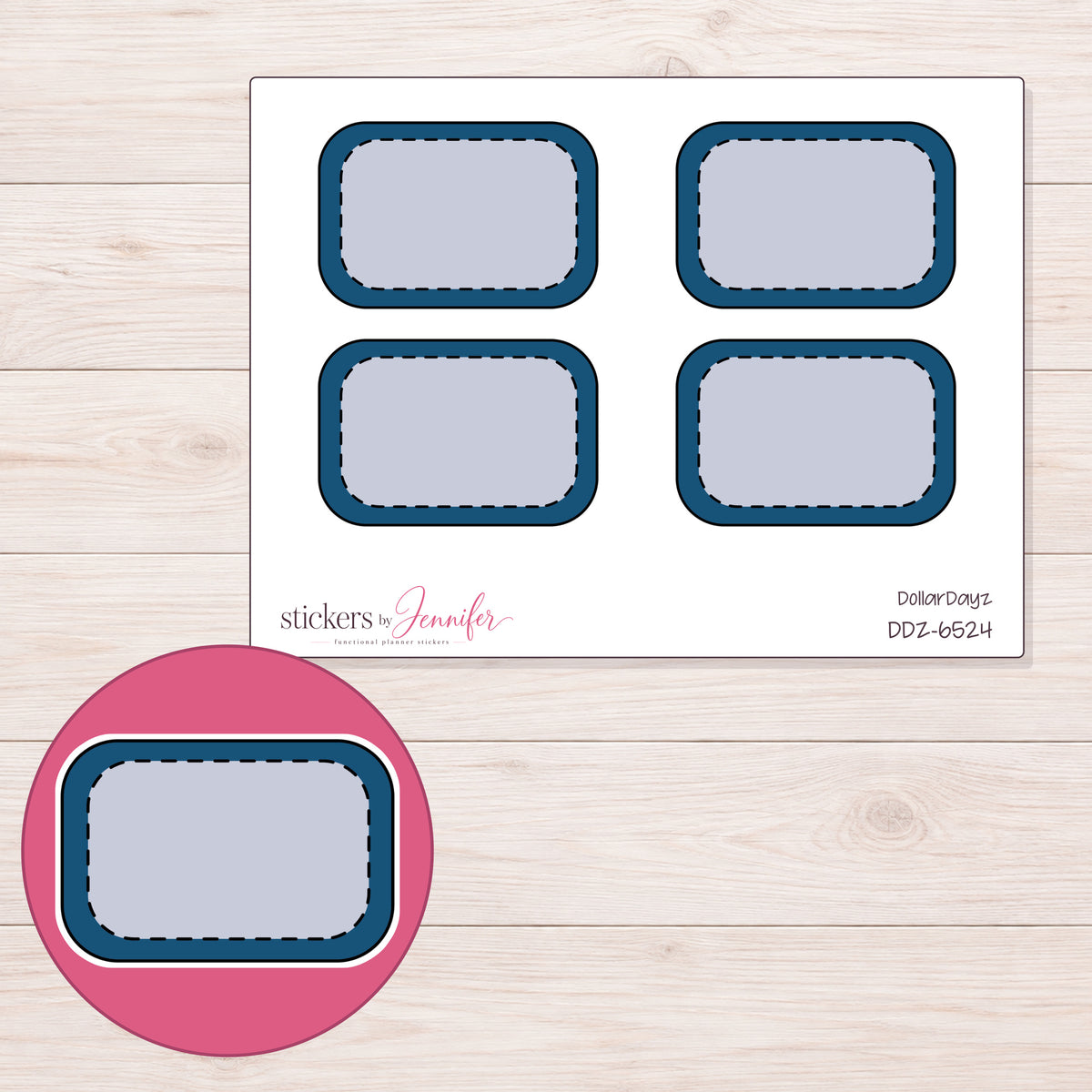 DDZ-6524 planner sticker sheet with enlarged sticker detail