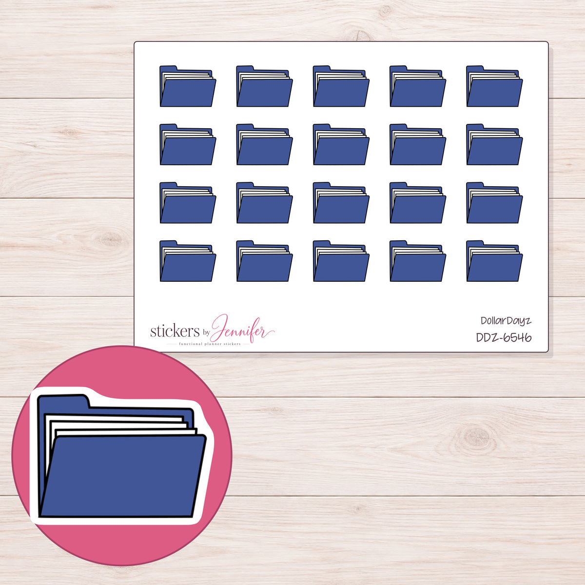 DDZ-6546 planner sticker sheet with enlarged sticker detail
