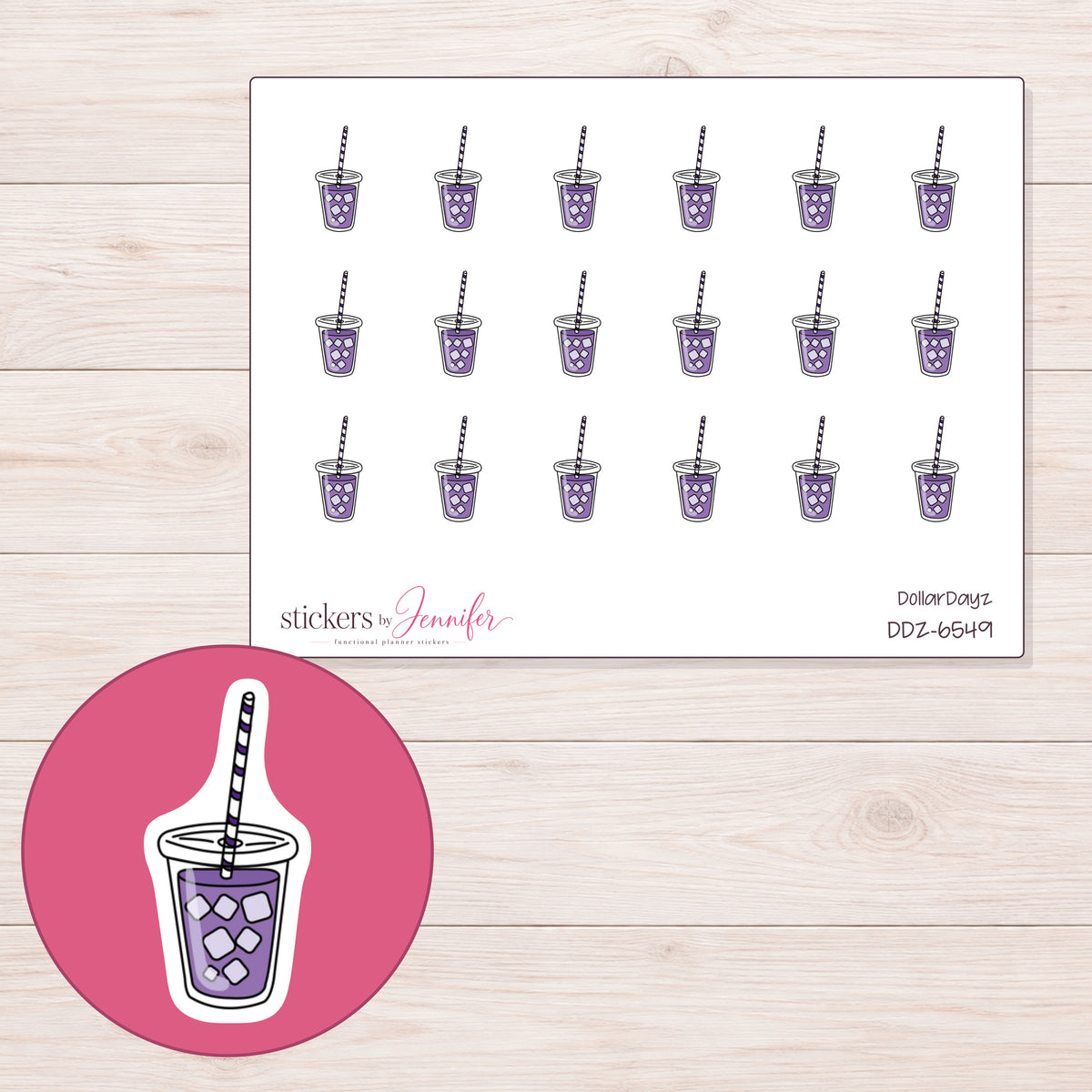 DDZ-6549 planner sticker sheet with enlarged sticker detail