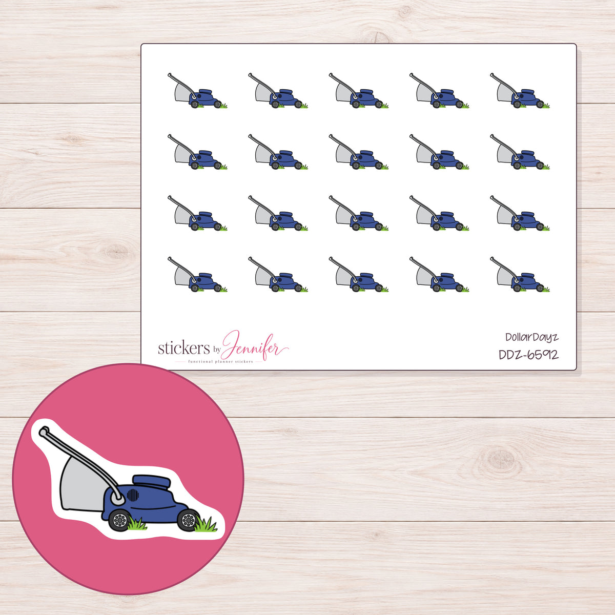 DDZ-6592 planner sticker sheet with enlarged sticker detail