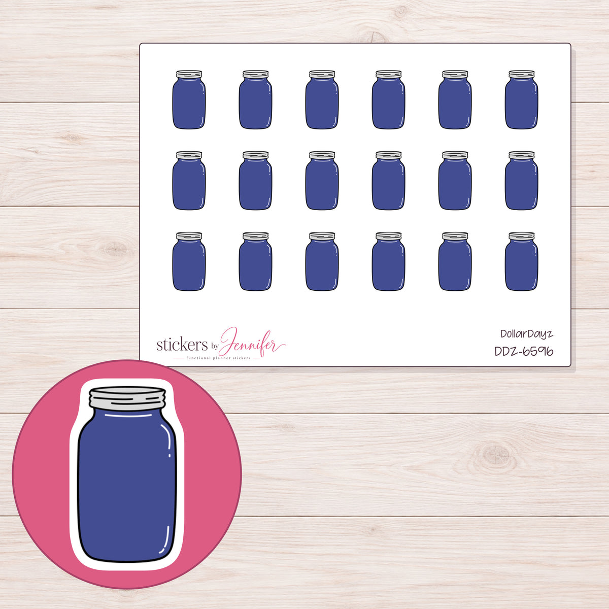 DDZ-6596 planner sticker sheet with enlarged sticker detail