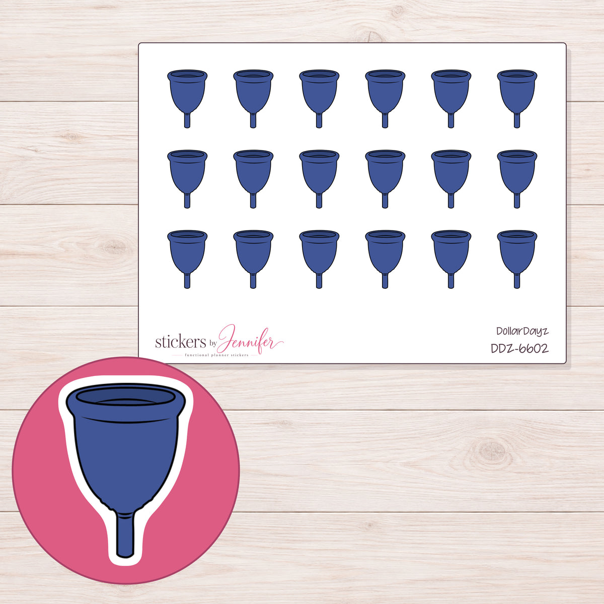 DDZ-6602 planner sticker sheet with enlarged sticker detail