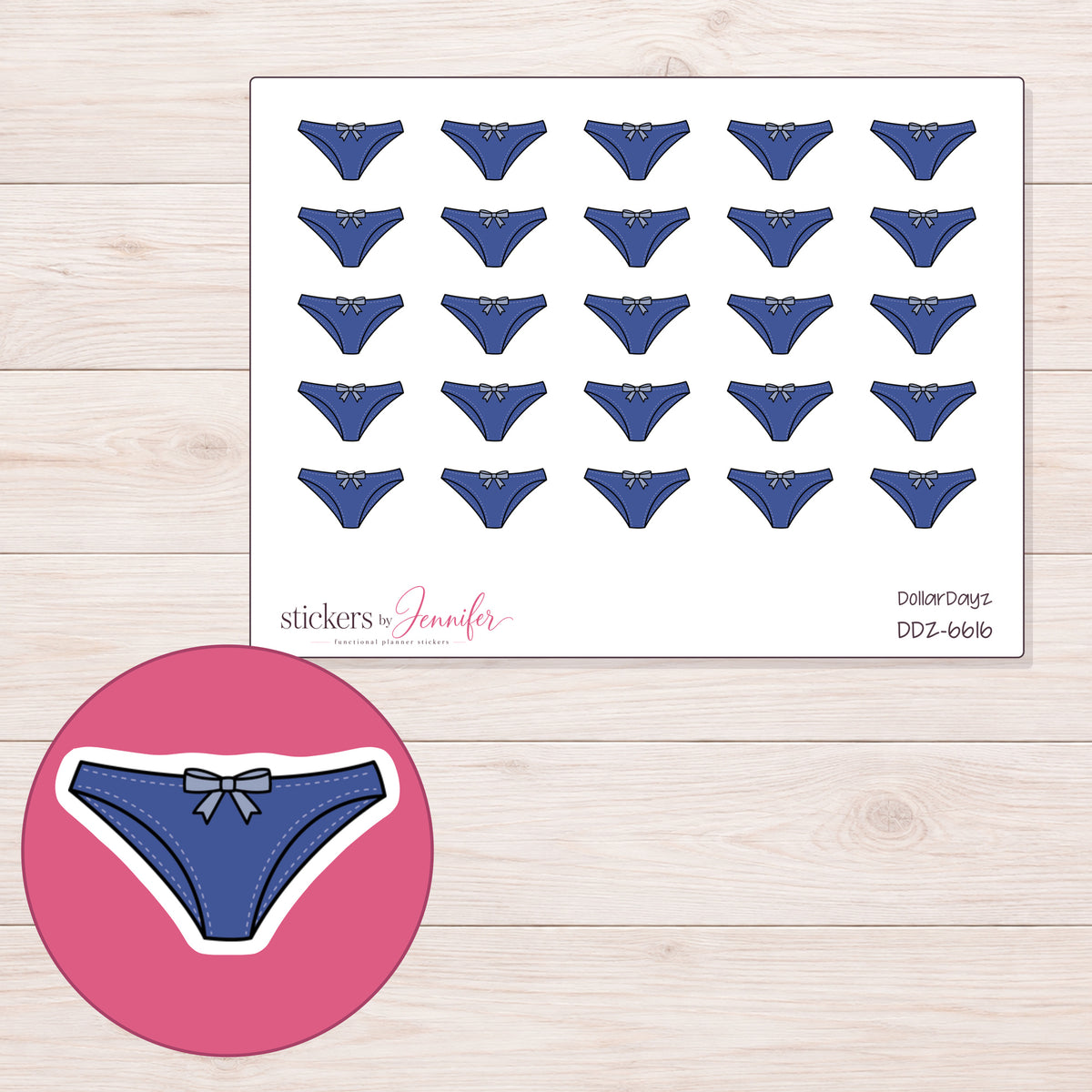 DDZ-6616 planner sticker sheet with enlarged sticker detail