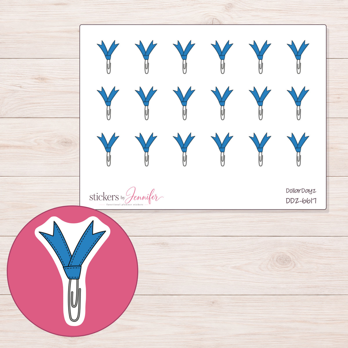 DDZ-6617 planner sticker sheet with enlarged sticker detail