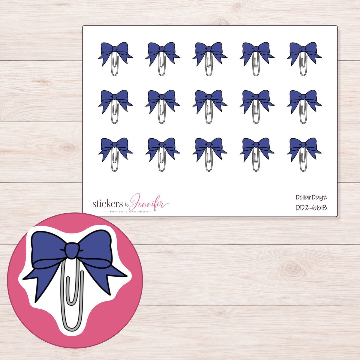 DDZ-6618 planner sticker sheet with enlarged sticker detail