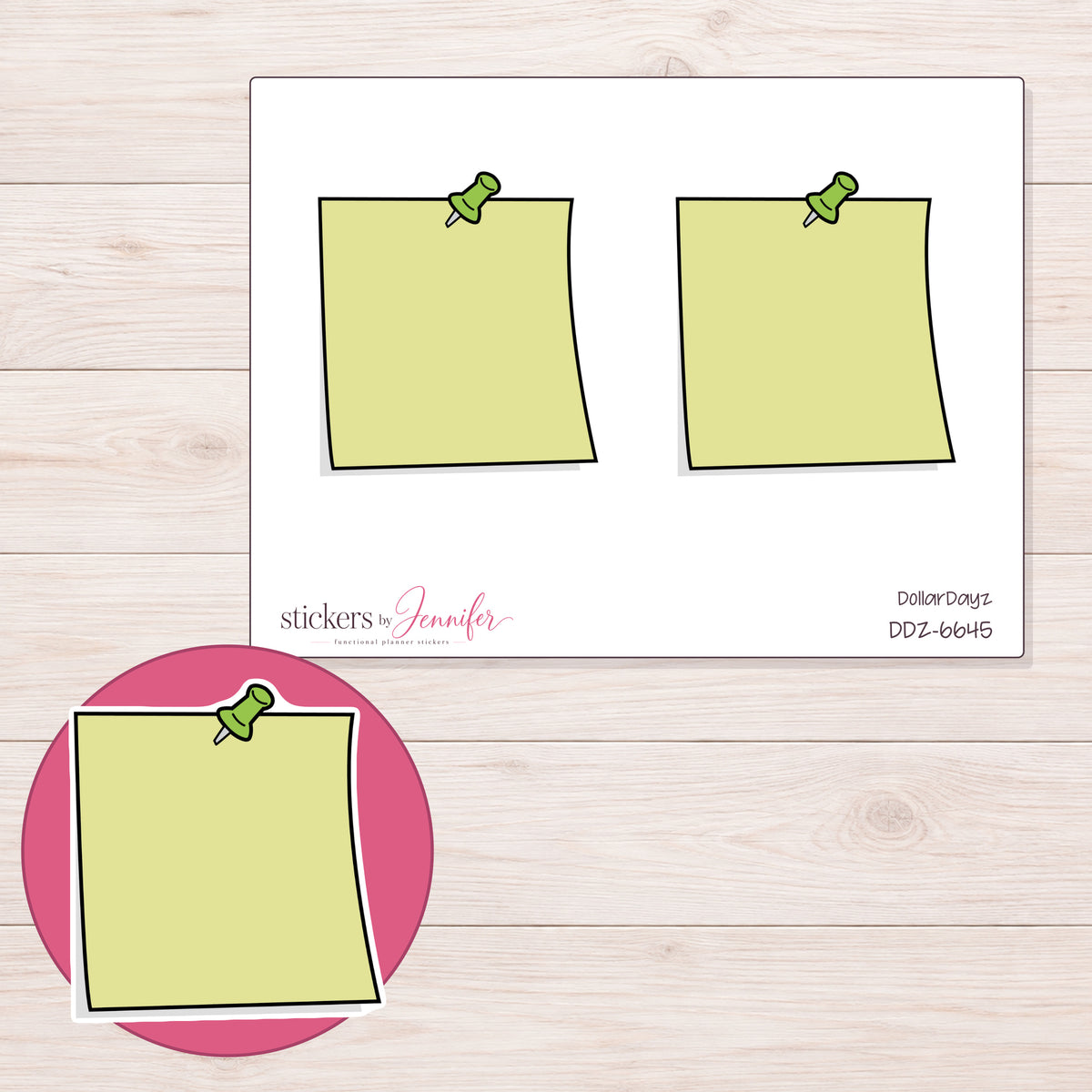 DDZ-6645 planner sticker sheet with enlarged sticker detail