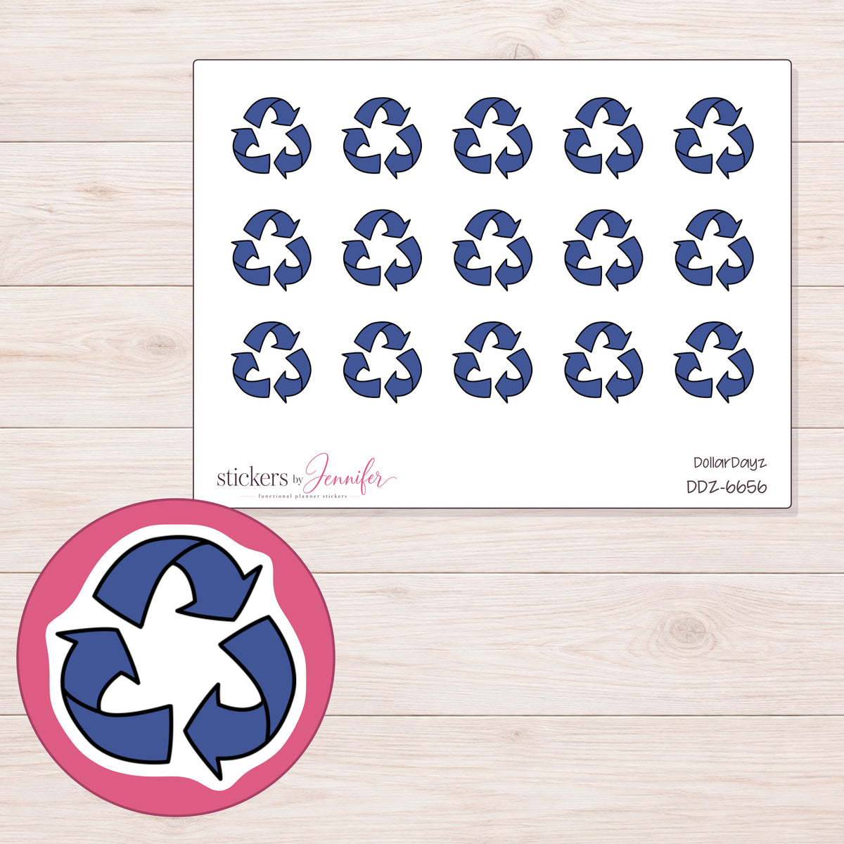 DDZ-6656 planner sticker sheet with enlarged sticker detail