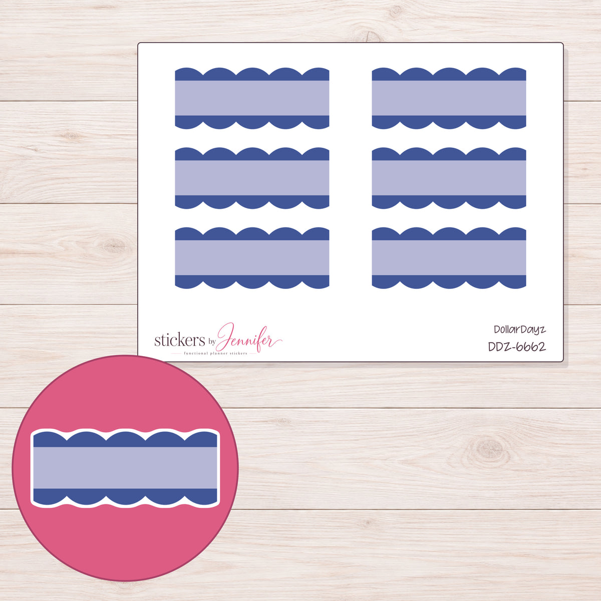 DDZ-6662 planner sticker sheet with enlarged sticker detail