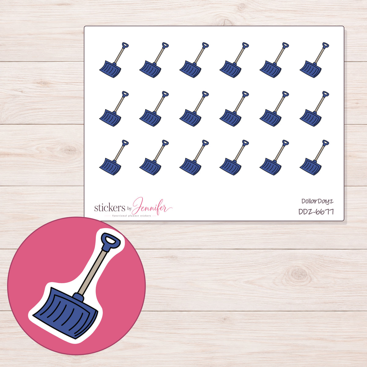 DDZ-6677 planner sticker sheet with enlarged sticker detail