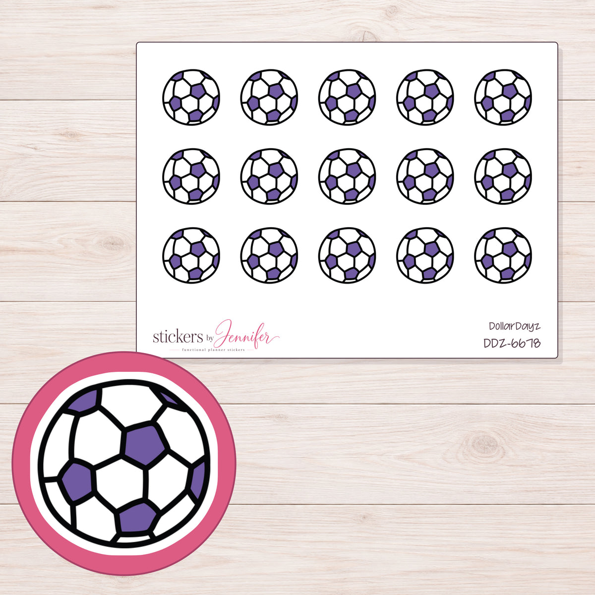 DDZ-6678 planner sticker sheet with enlarged sticker detail