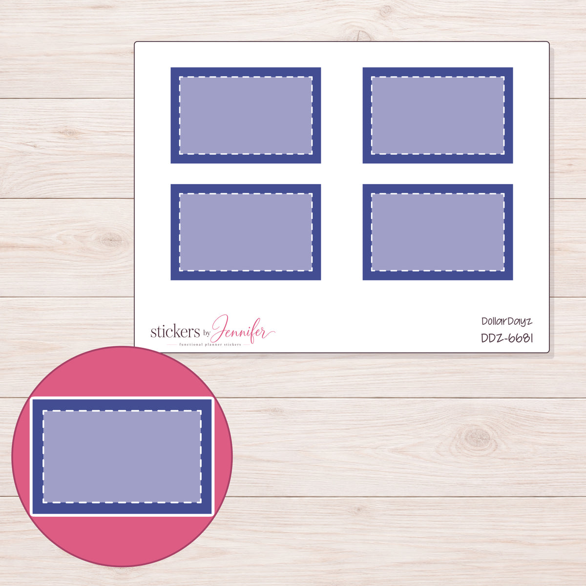 DDZ-6681 planner sticker sheet with enlarged sticker detail