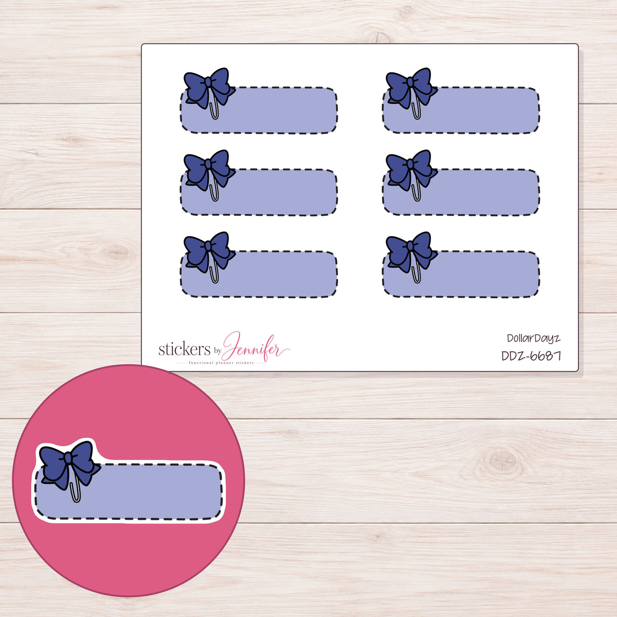 DDZ-6687 planner sticker sheet with enlarged sticker detail