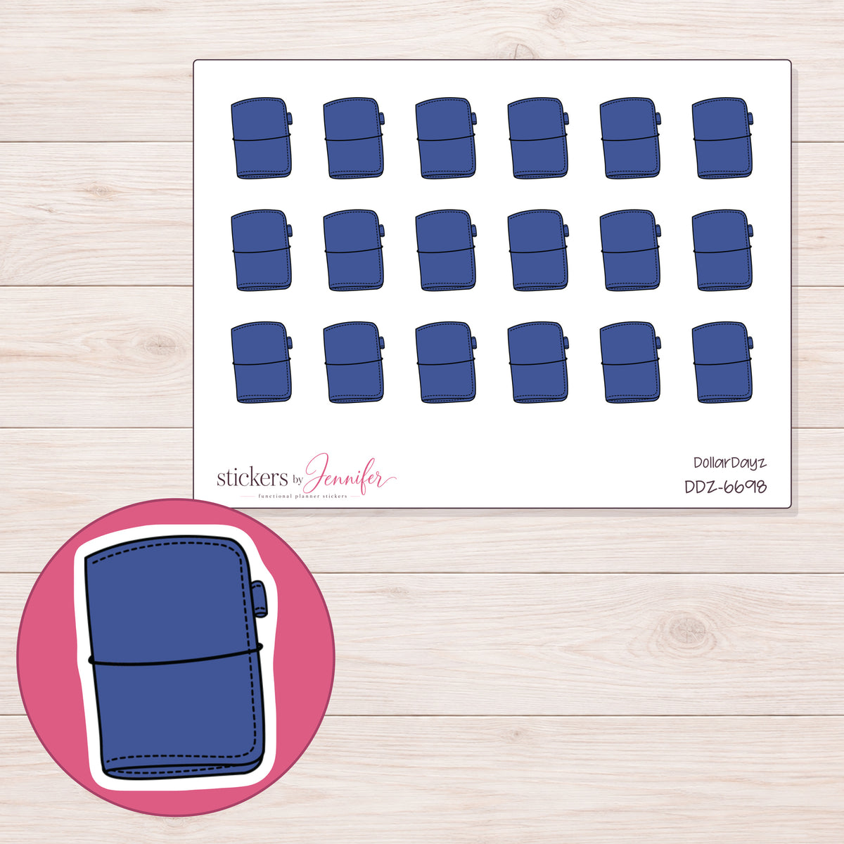 DDZ-6698 planner sticker sheet with enlarged sticker detail