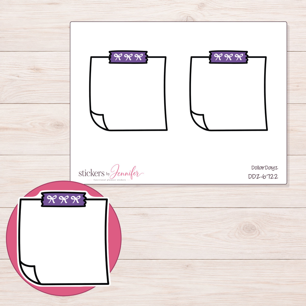 DDZ-6722 planner sticker sheet with enlarged sticker detail