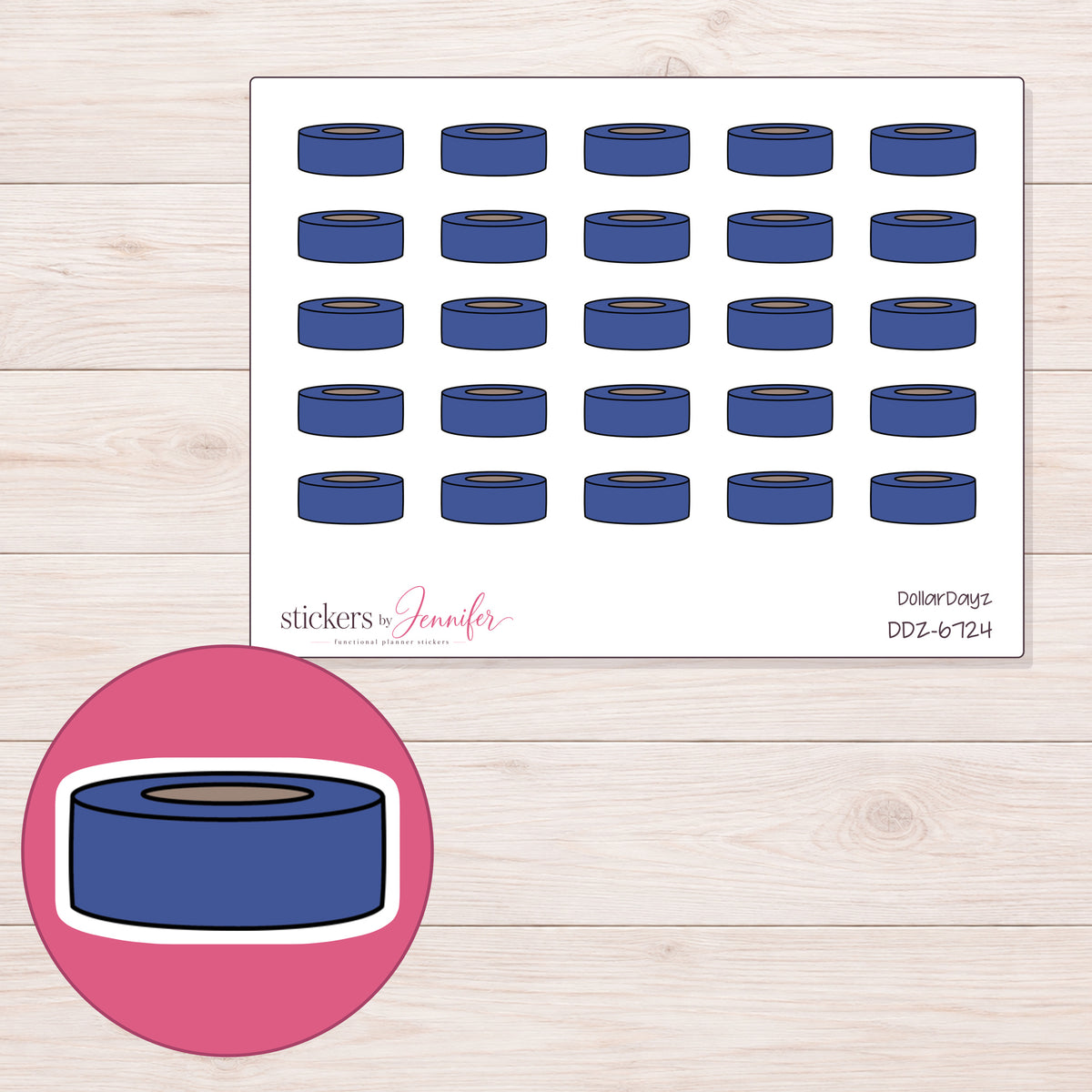 DDZ-6724 planner sticker sheet with enlarged sticker detail