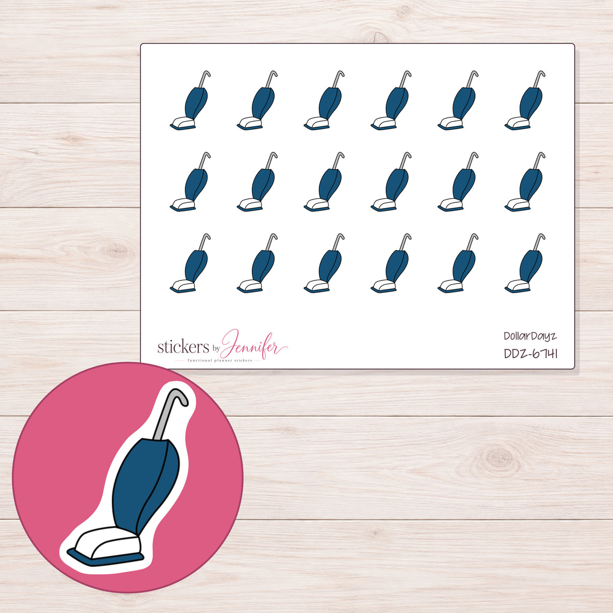 DDZ-6741 planner sticker sheet with enlarged sticker detail