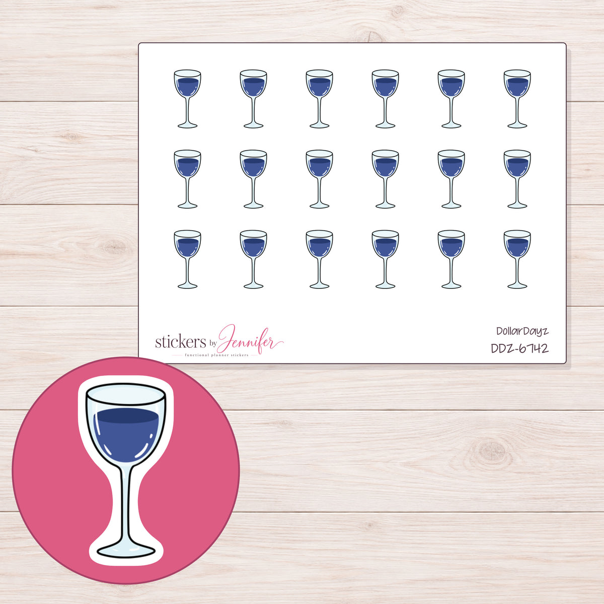 DDZ-6742 planner sticker sheet with enlarged sticker detail