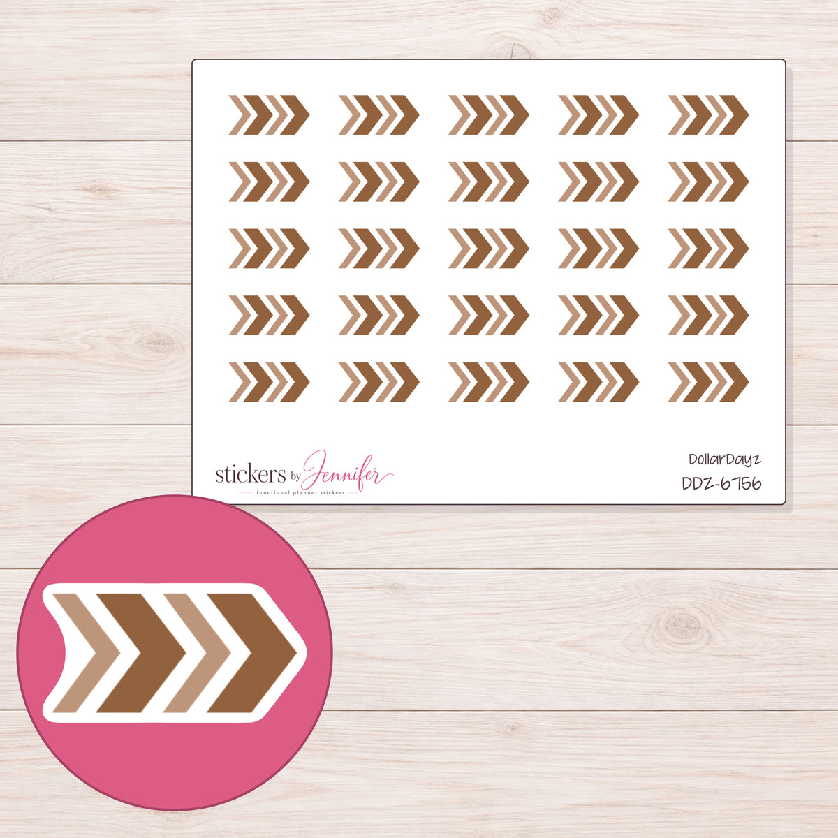 DDZ-6756 planner sticker sheet with enlarged sticker detail
