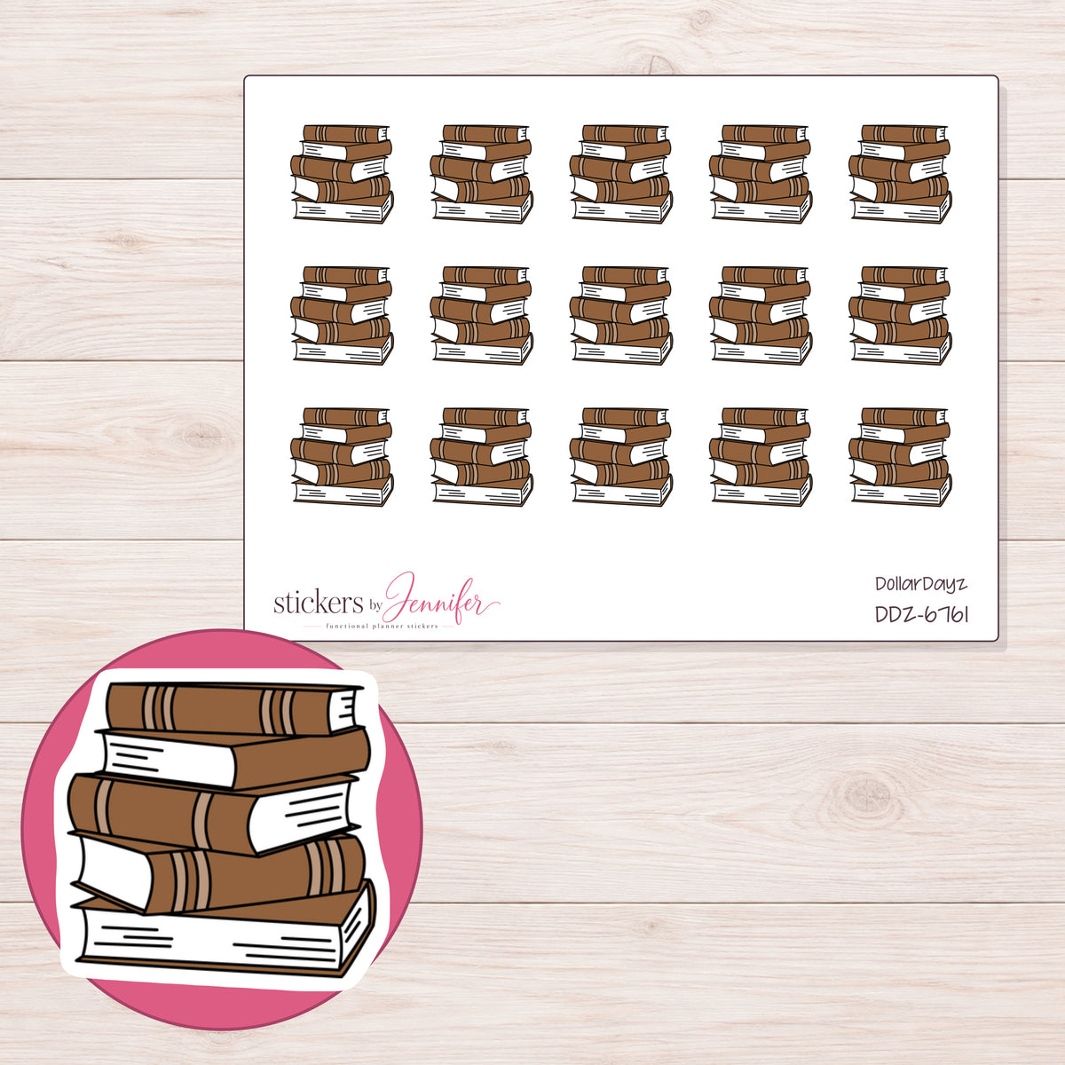 DDZ-6761 planner sticker sheet with enlarged sticker detail
