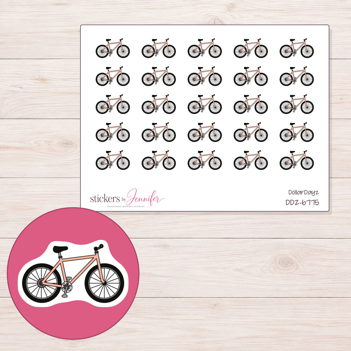 DDZ-6775 planner sticker sheet with enlarged sticker detail