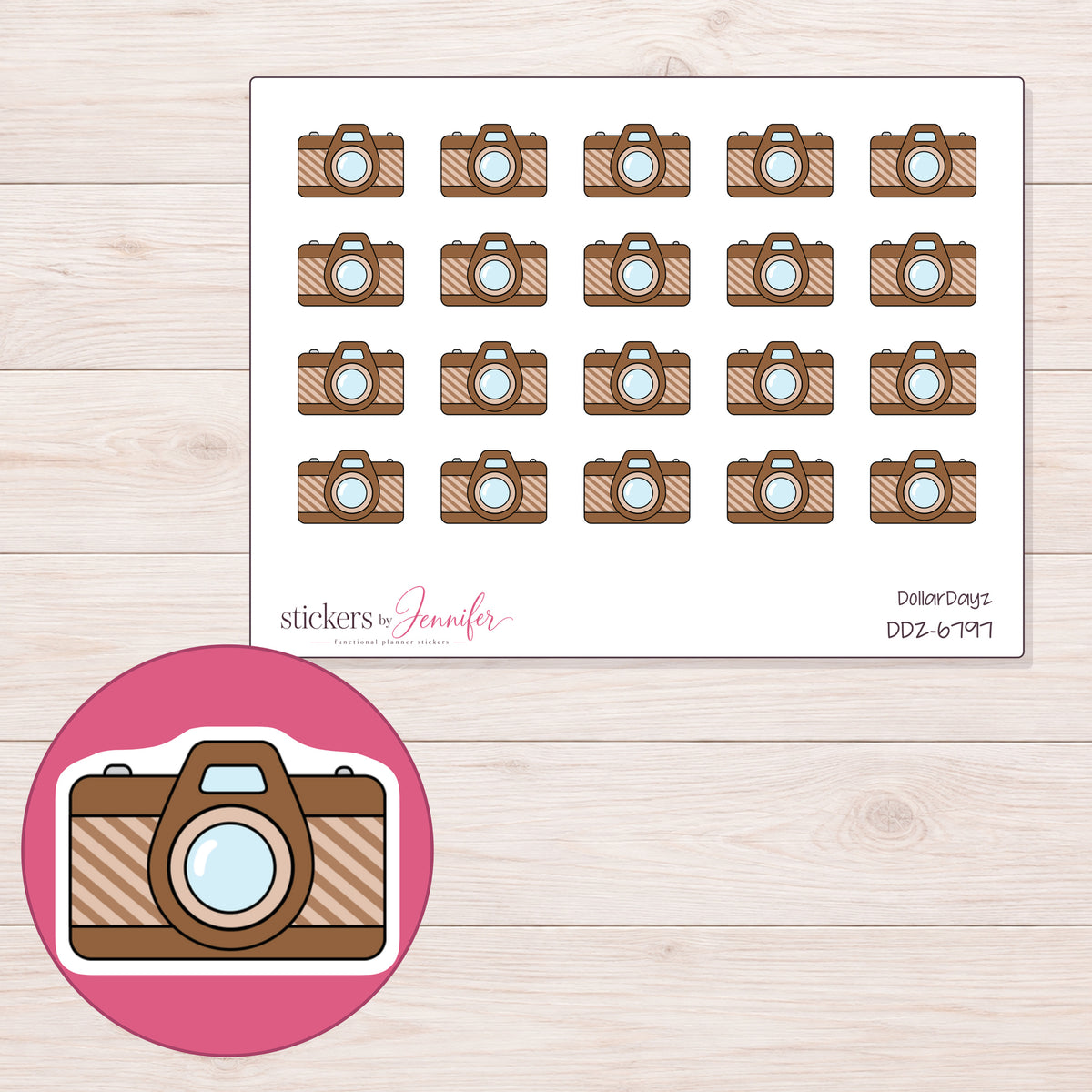 DDZ-6797 planner sticker sheet with enlarged sticker detail