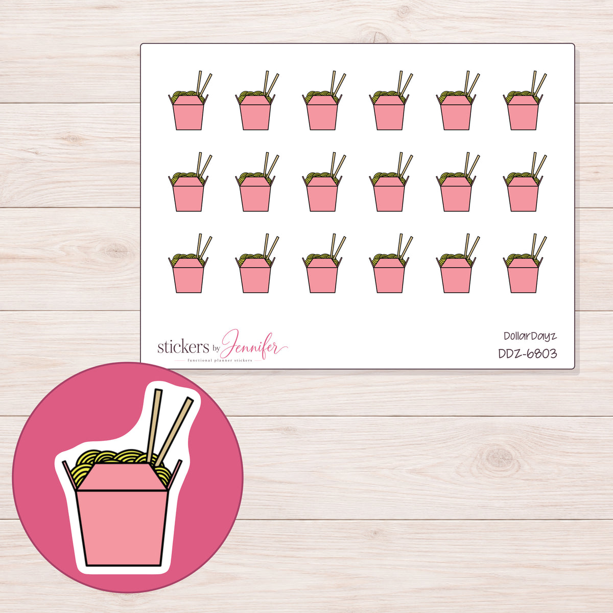 DDZ-6803 planner sticker sheet with enlarged sticker detail