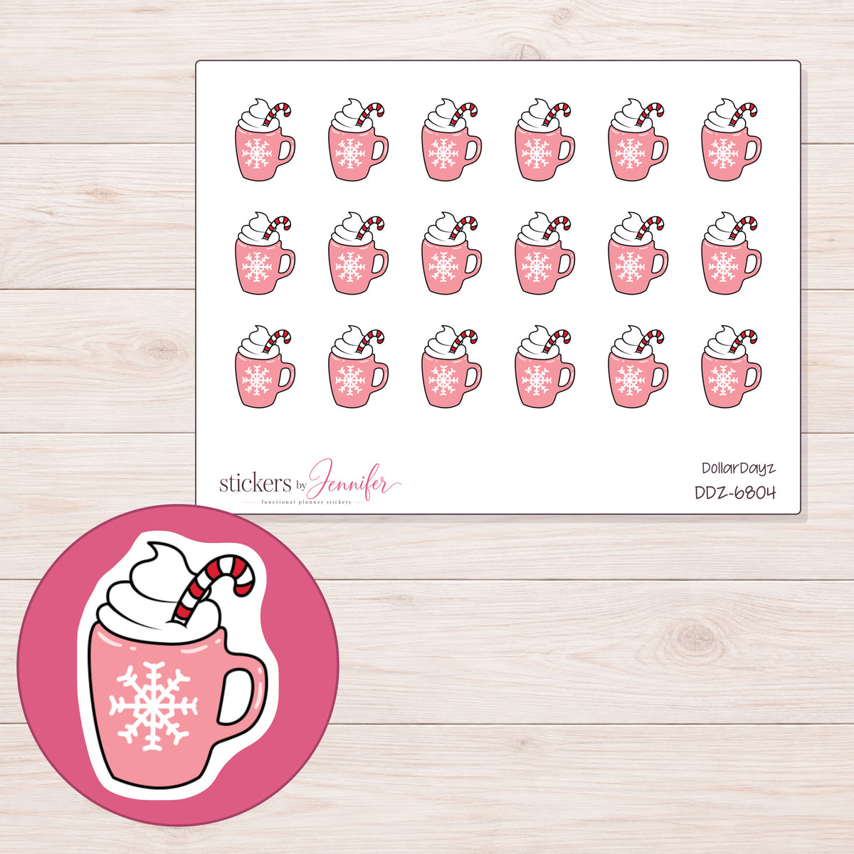 DDZ-6804 planner sticker sheet with enlarged sticker detail