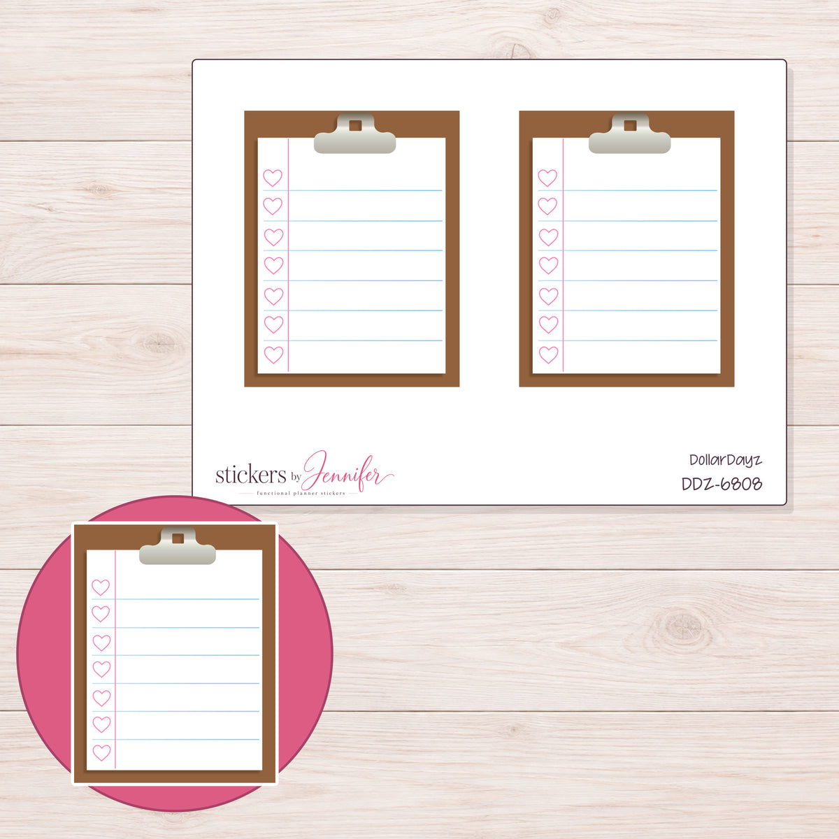 DDZ-6808 planner sticker sheet with enlarged sticker detail